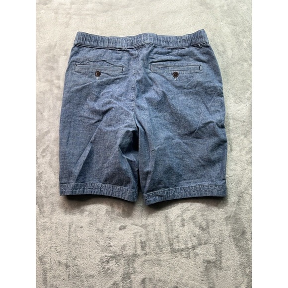 VTG Abercrombie & Fitch Shorts Men Small W30 Blue Chambray Stretch No Drawstring - Picture 2 of 8